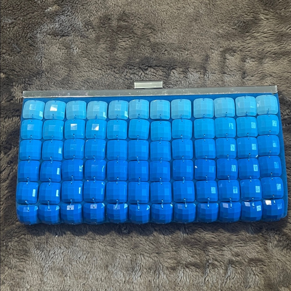 INC Blue fold over hang bag